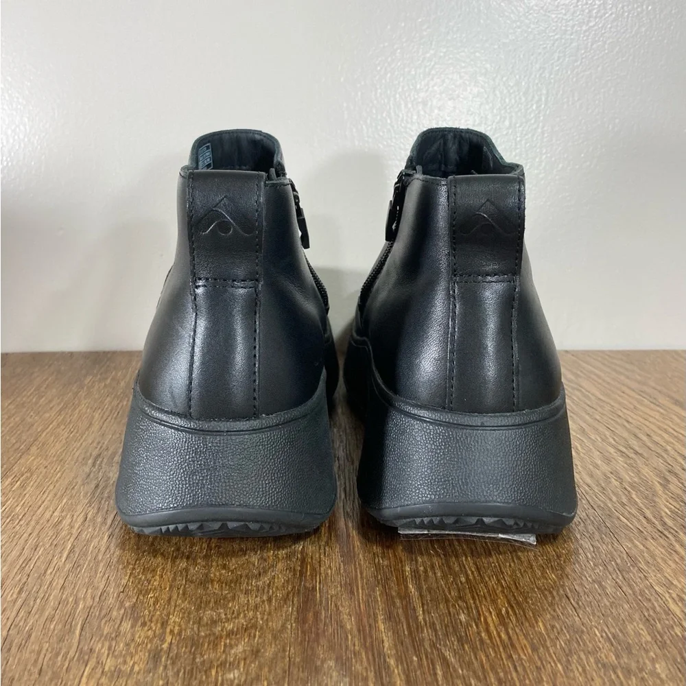 New FitFlop F-Mode Leather Platform Zip Ankle Boot Women’s Size 8.5 Black - Picture 4 of 9